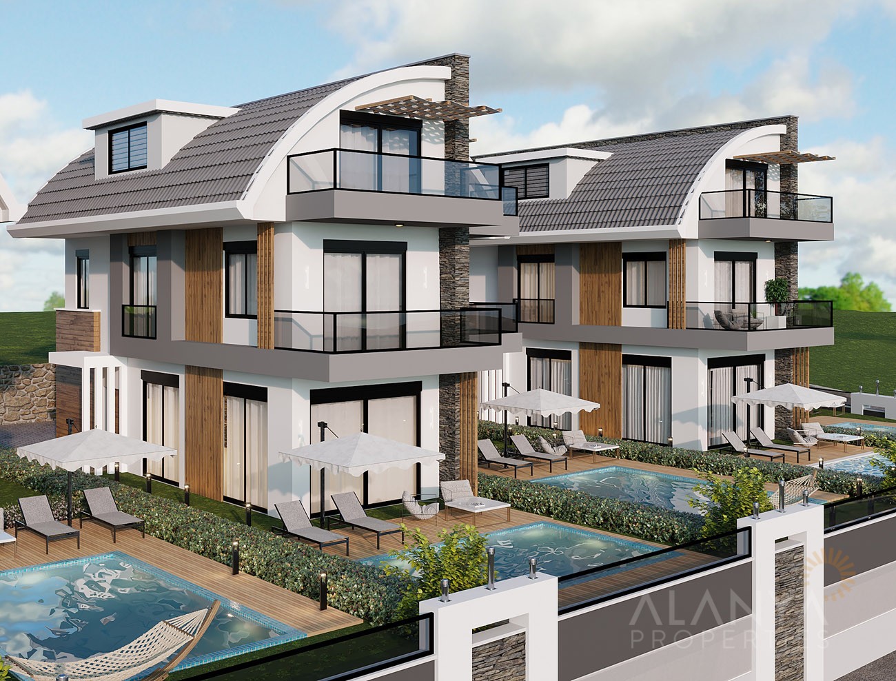 Semidetached villas for sale in Turkler Alanya Properties in Alanya.